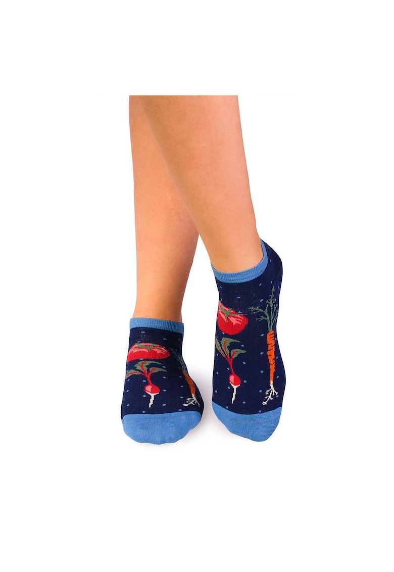 Sosete scurte bumbac organic Fine Cotton Veggie Albastru inchis