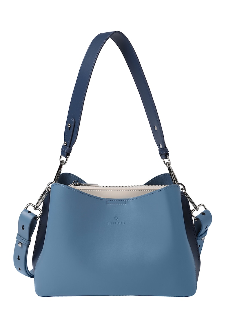 Geanta de piele ecologica cu bareta de umar Jelisaveta - Albastru prafuit