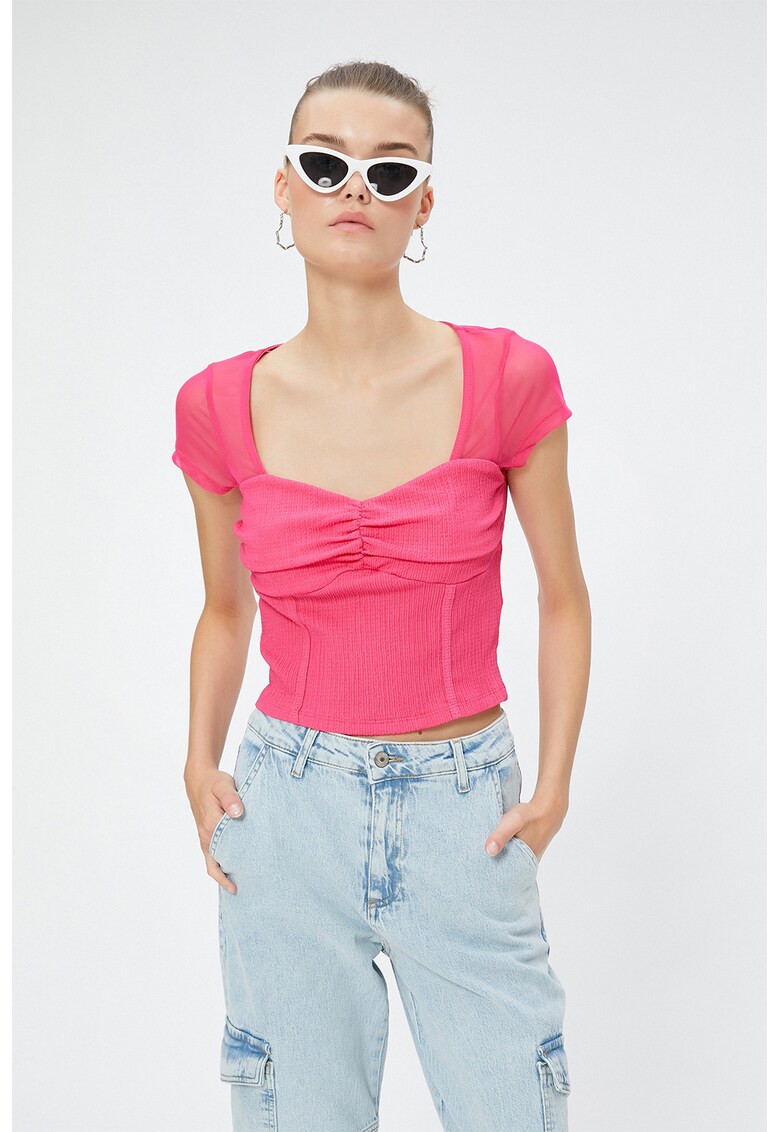 Bluza crop cu decolteu sweetheart