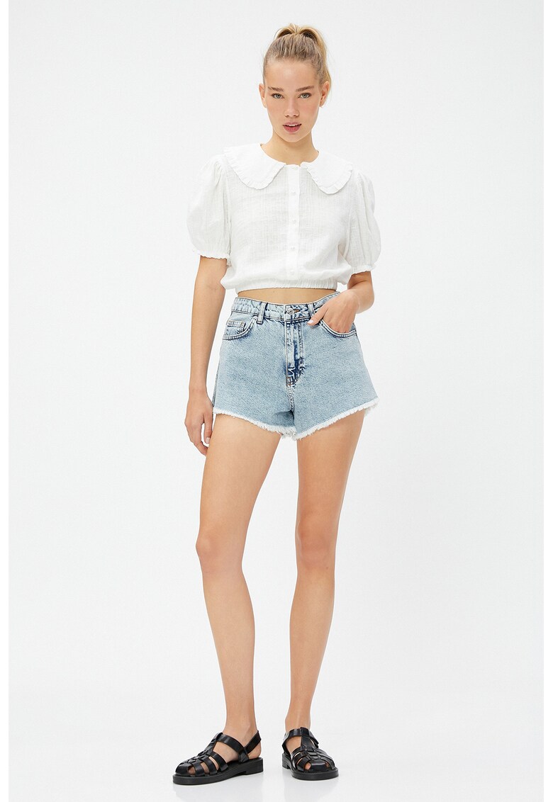 Camasa crop cu guler Peter-Pan