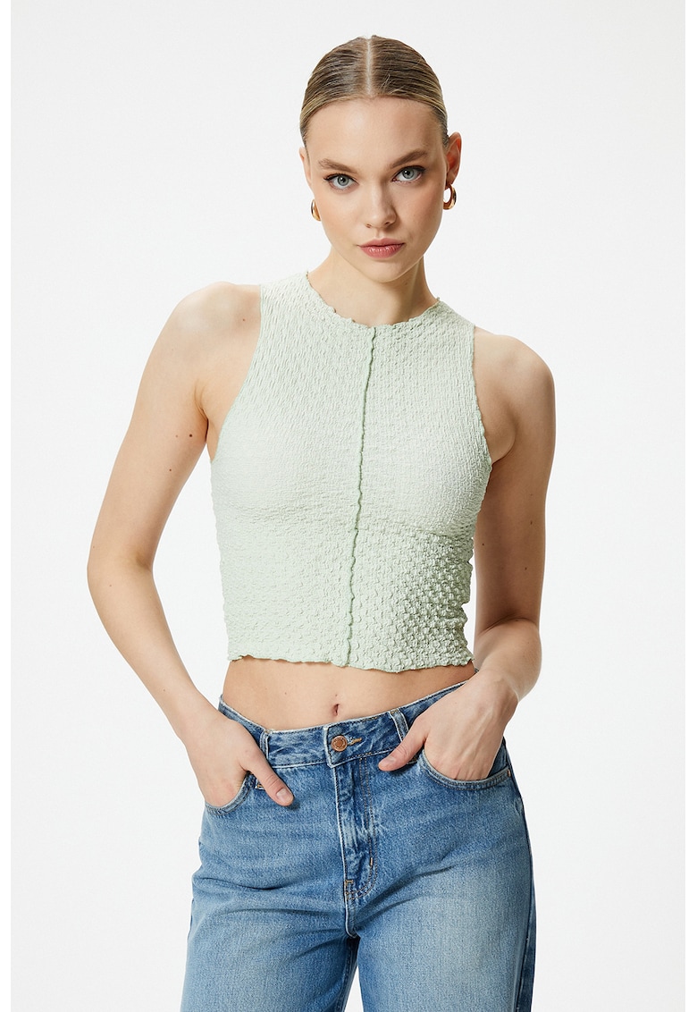 Top crop texturat - Verde pal
