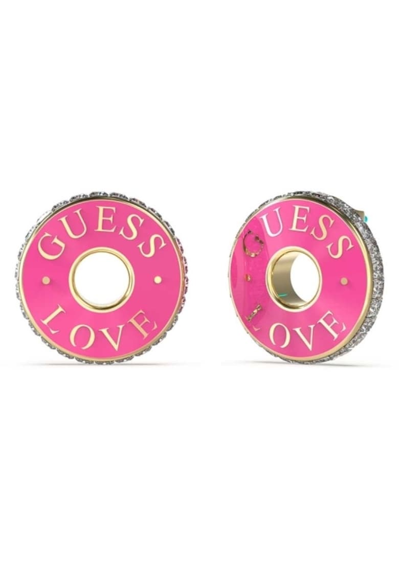 Cercei Love Guess stud cu email si cristale JUBE04084JWYGFCT-U - Auriu - Roz