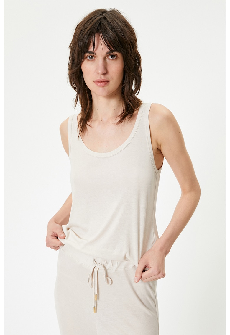 Top de pijama cu decolteu amplu - Grej