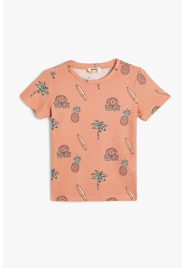Tricou texturat cu imprimeu grafic