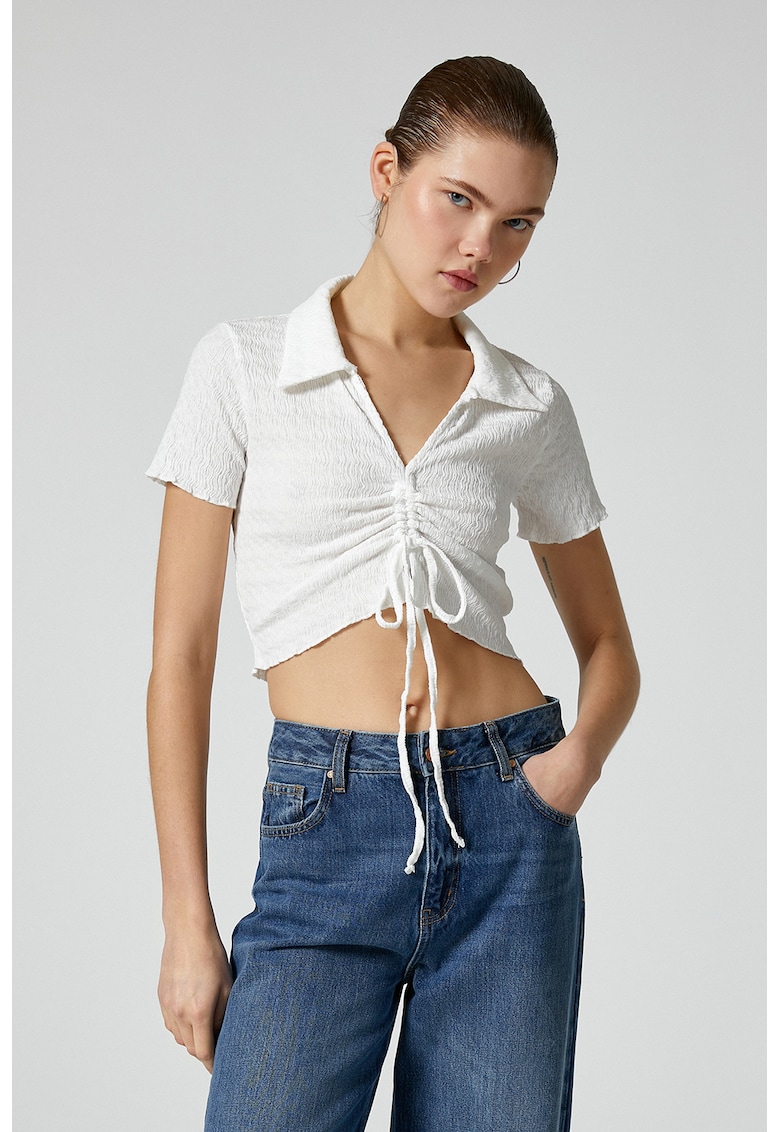 Tricou polo crop