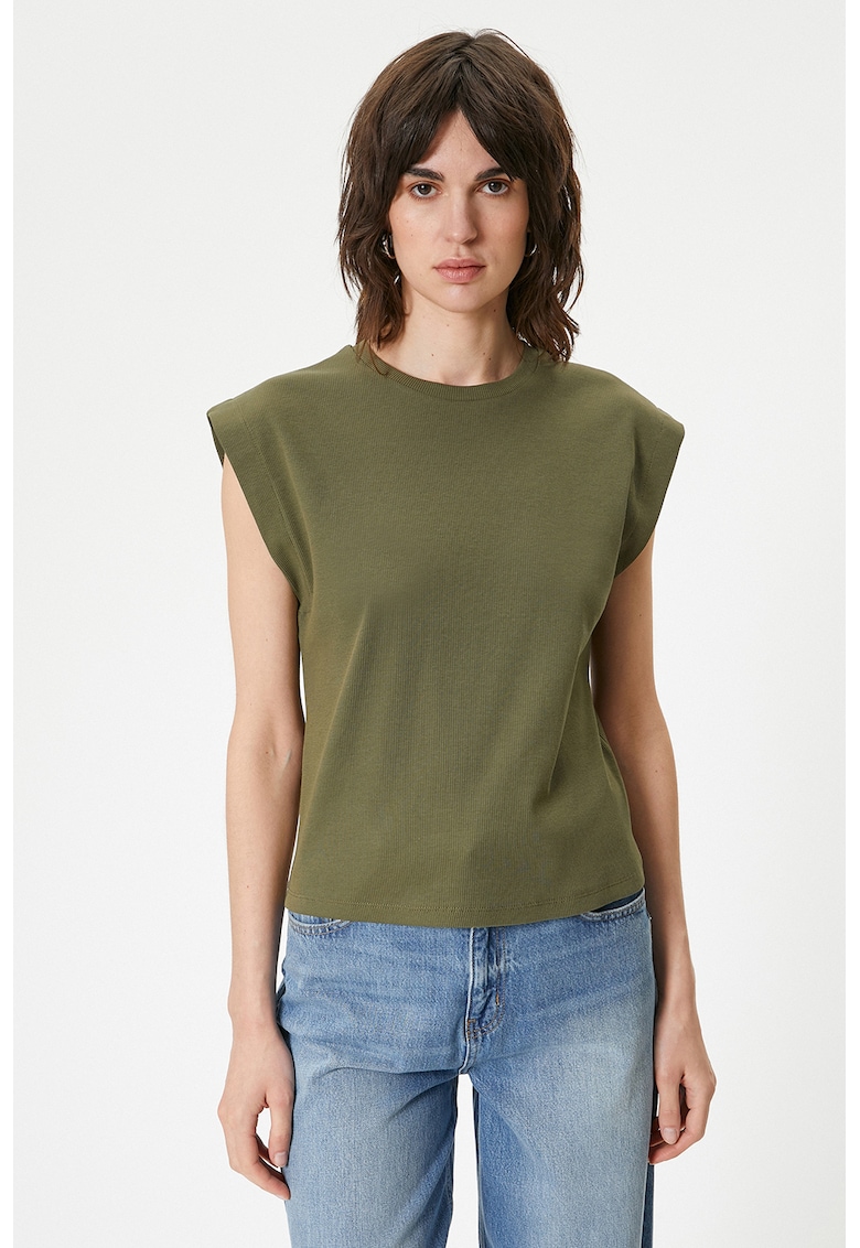 Tricou slim fit cu decolteu la baza gatului