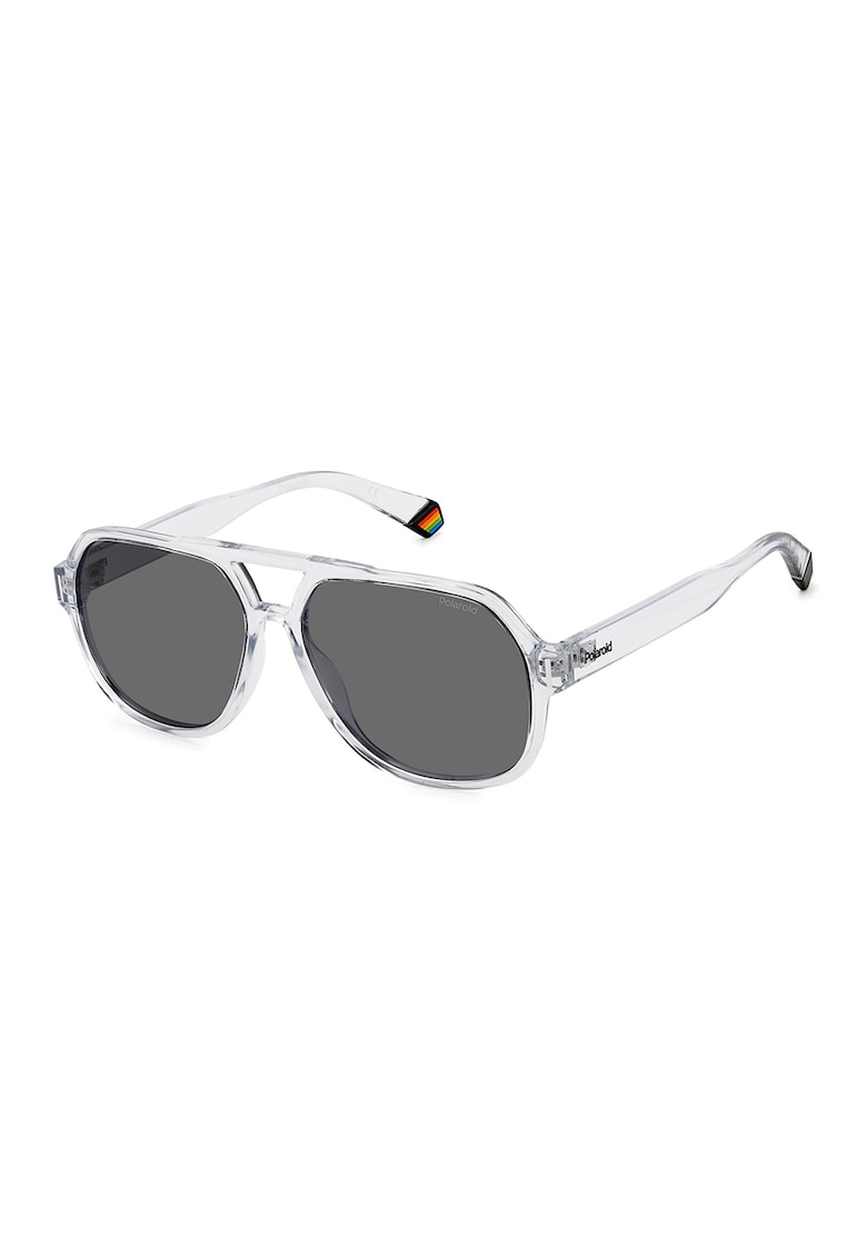 Ochelari de soare aviator cu lentile polarizate si moddel unisex - Negru/Transparent