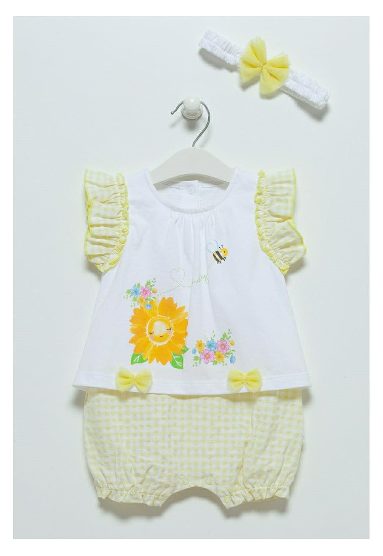 Compleu de vara bebe - cu bentita - galben - TK7113