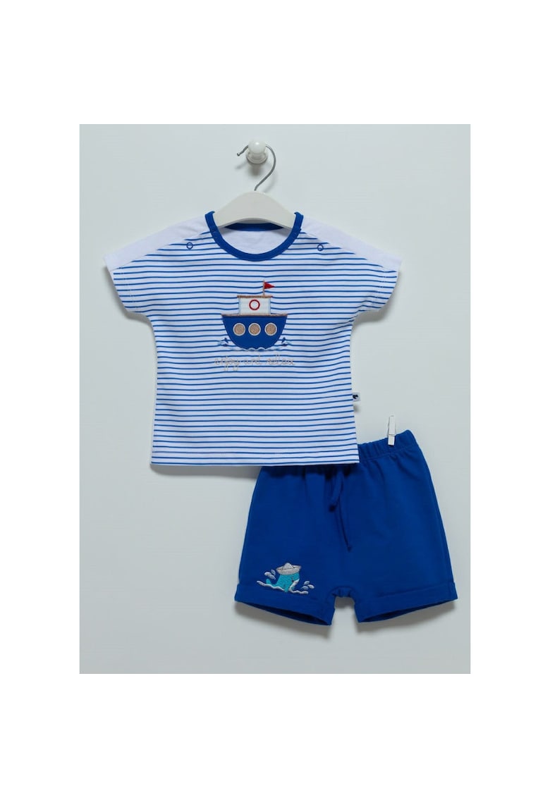 Compleu pantaloni scurti cu tricou - Barcuta - albastru - TKE6984