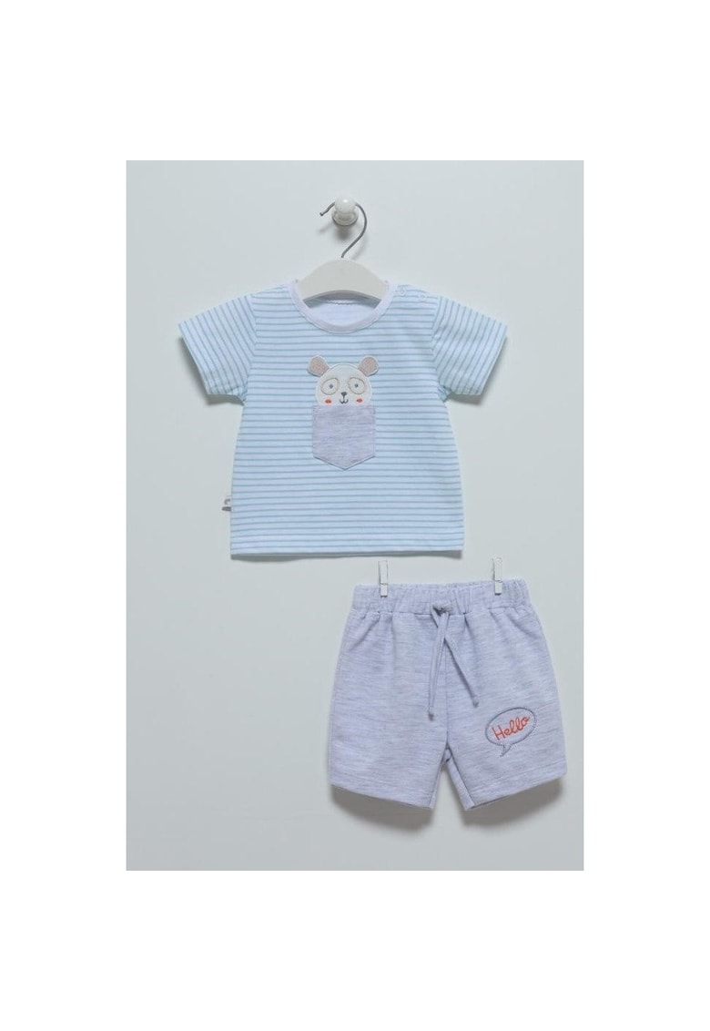 Compleu Ursulet - 2 piese - Gri cu verde -TKE6993