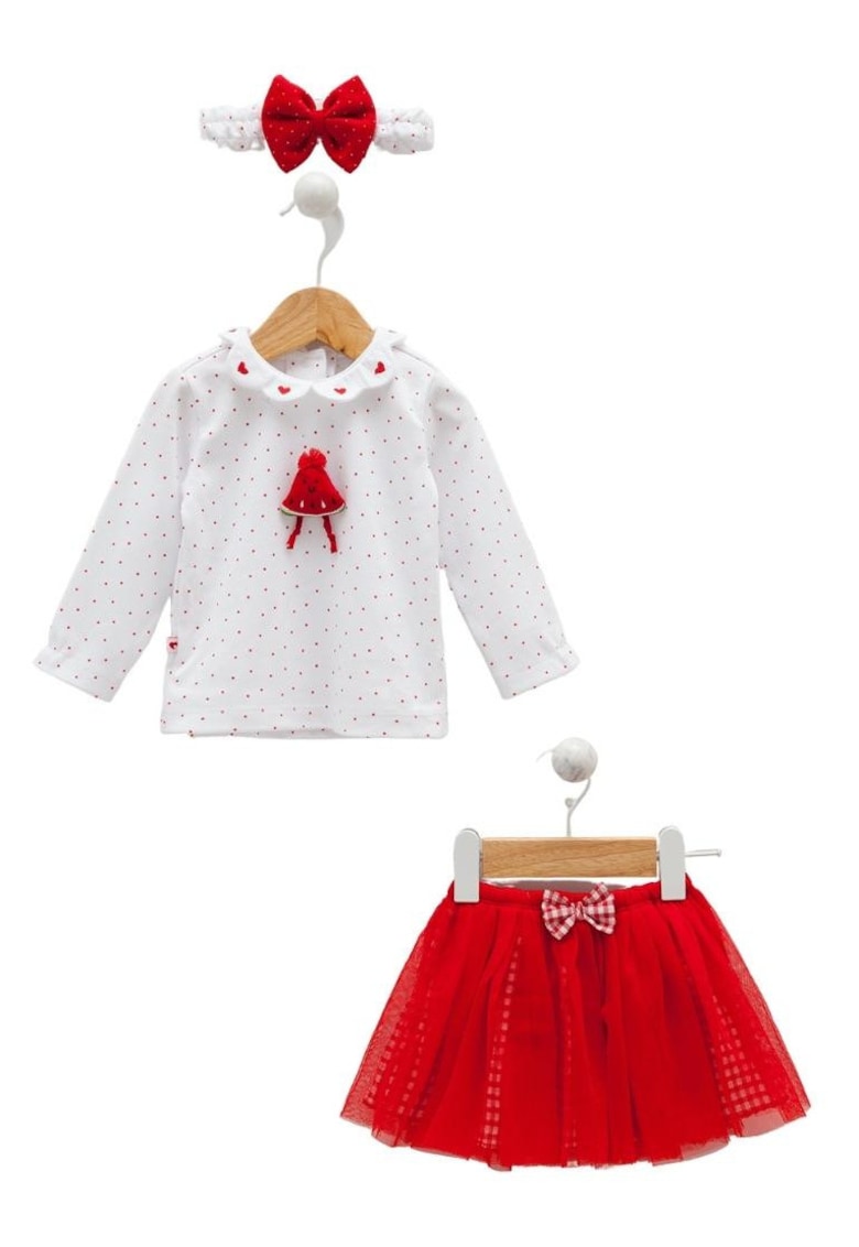 Compleu cu fustita din tulle - 2 piese - TKK7713 - Rosu -