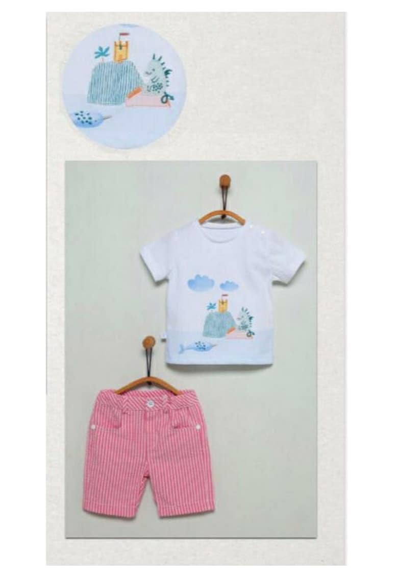 Compleu cu pantaloni scurti pepit - 2 piese - TKE6230 - Rosu