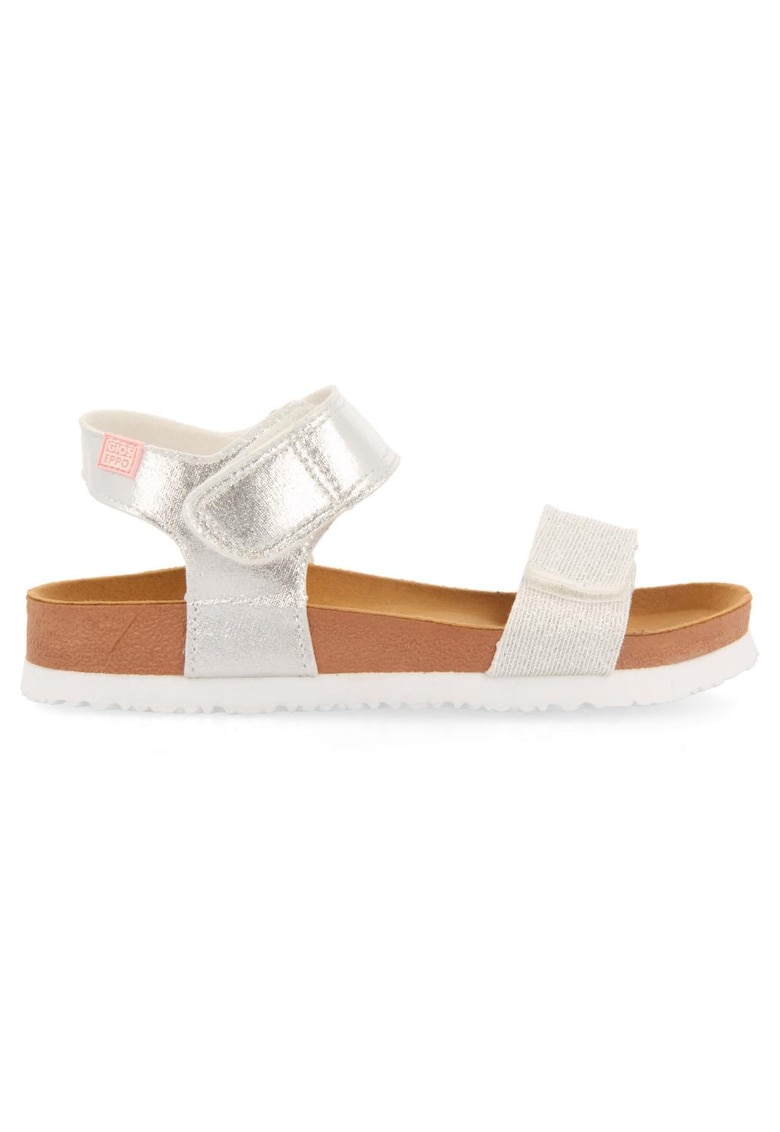 Sandale cu velcro si aspect metalic Aransas - Alb