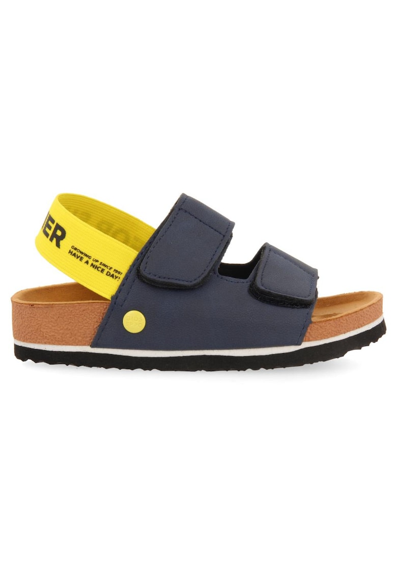Sandale cu velcro - bareta si talpa contrastanta - Bleumarin