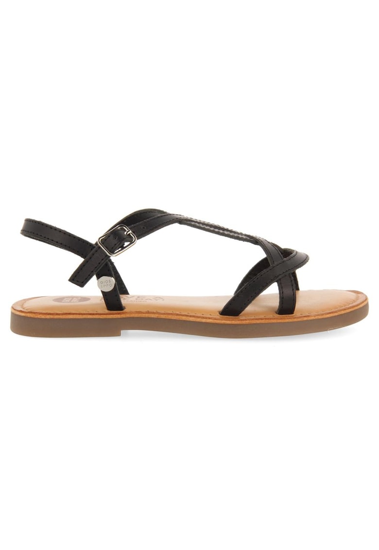 Sandale de piele cu bareta ajustabila - Negru