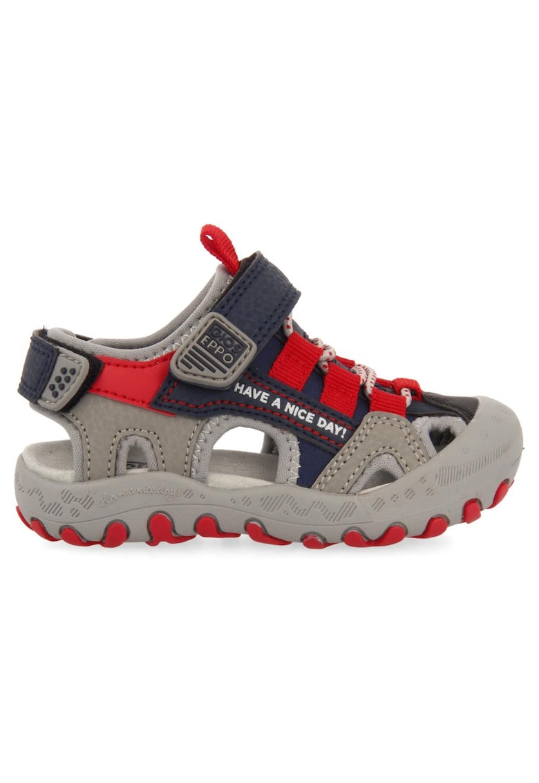 Sandale cu aspect contrastante BERILO 27697 - Rosu/Grej