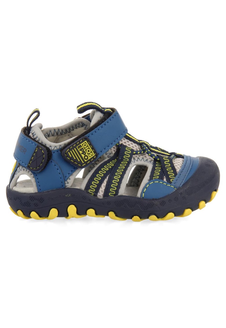 Sandale de piele ecologica cu aspect contrastant CURVELO 27699 - Gri/Albastru