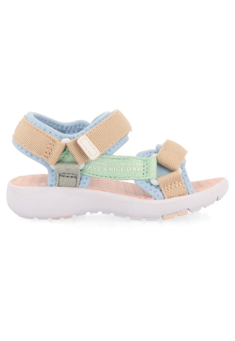 Sandale cu velcro si aspect contrastant ROCHEDO 27703 - Piersica/Albastru glaciar