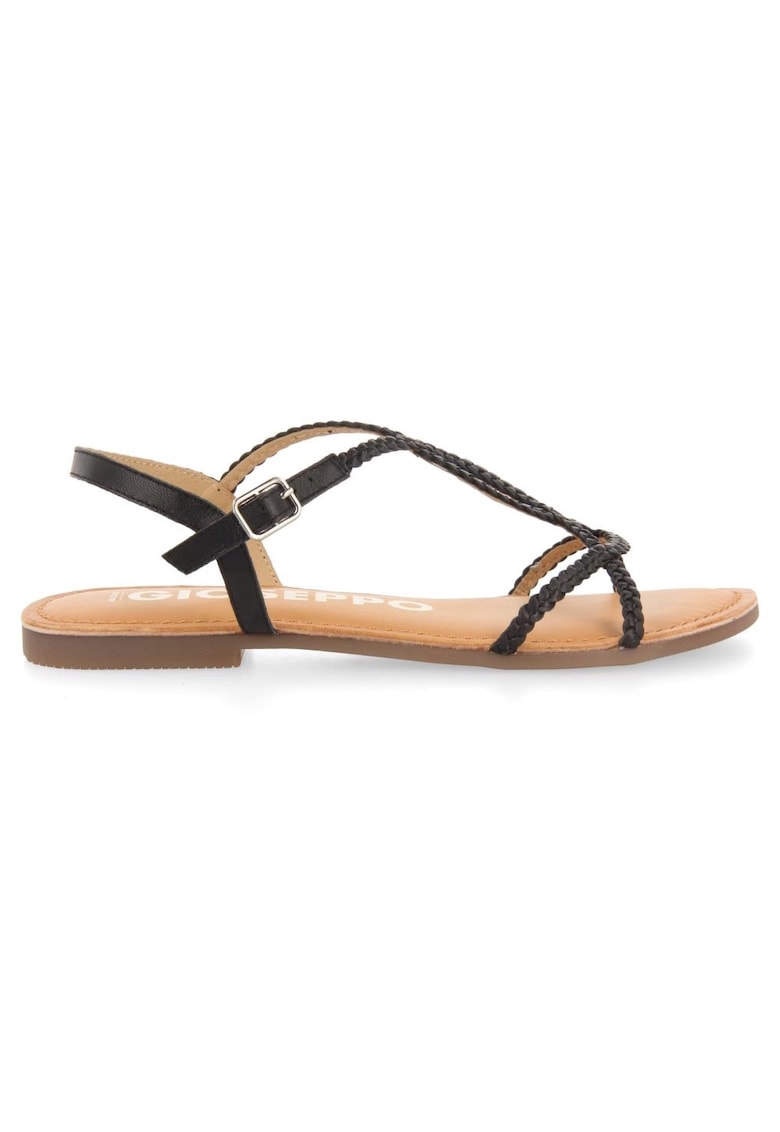 Sandale de piele cu design impletit - Negru