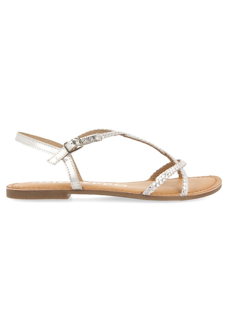 Sandale de piele cu design impletit - Argintiu
