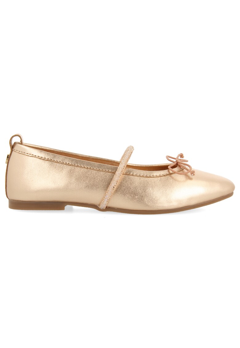 Balerini de piele cu barete elastice - Auriu rose