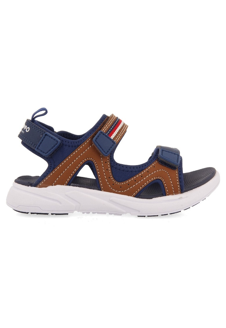 Sandale colorblock cu velcro - Maro/Bleumarin