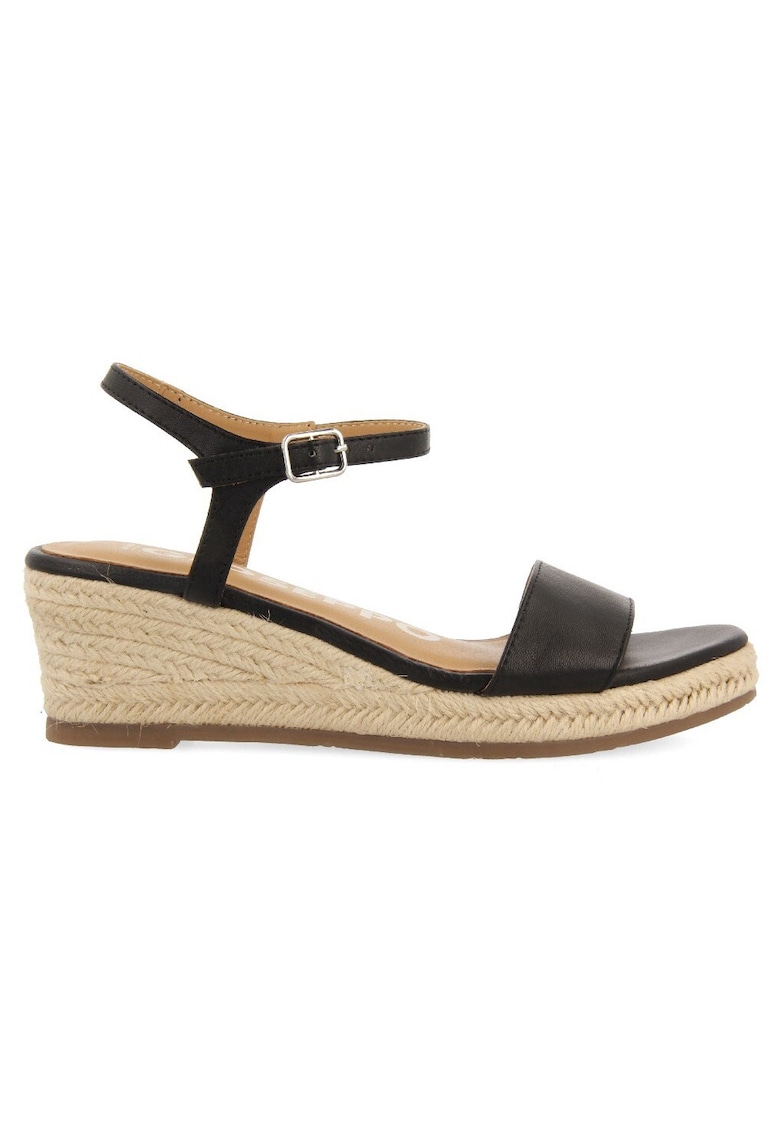 Sandale-espadrile wedge de piele - Negru