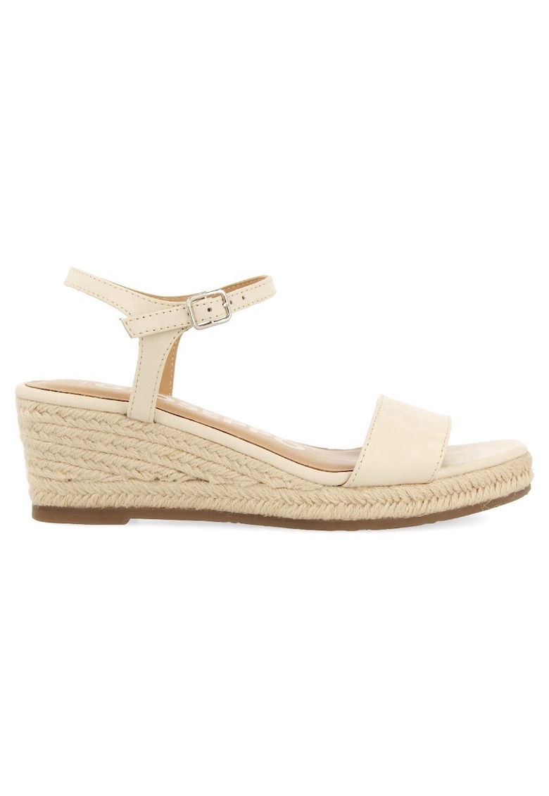 Sandale-espadrile wedge de piele - Alb murdar