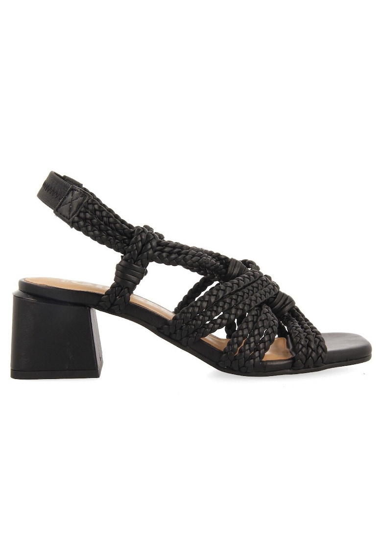 Sandale slingback de piele cu aspect impletit Maliq - Negru