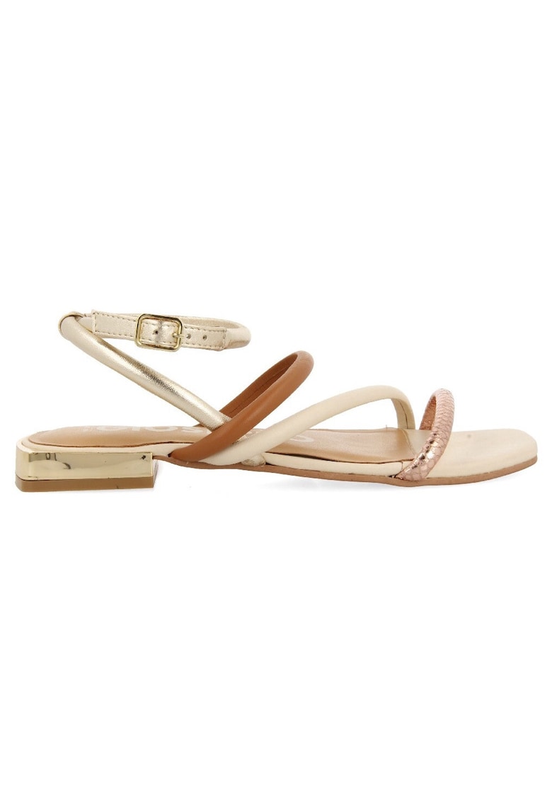 Sandale de piele cu barete multiple - Alb murdar
