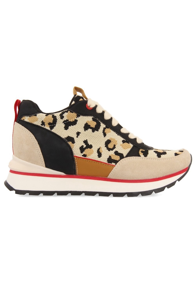 Pantofi sport cu garnituri de piele intoarsa si imprimeu leopard Veryan