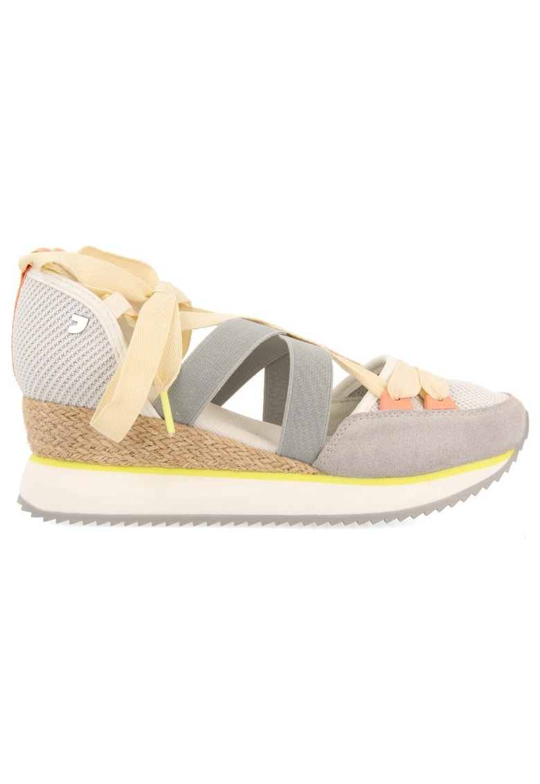 Pantofi sport cu garnituri de piele intoarsa si decupaje Sambor - Grej/Crem