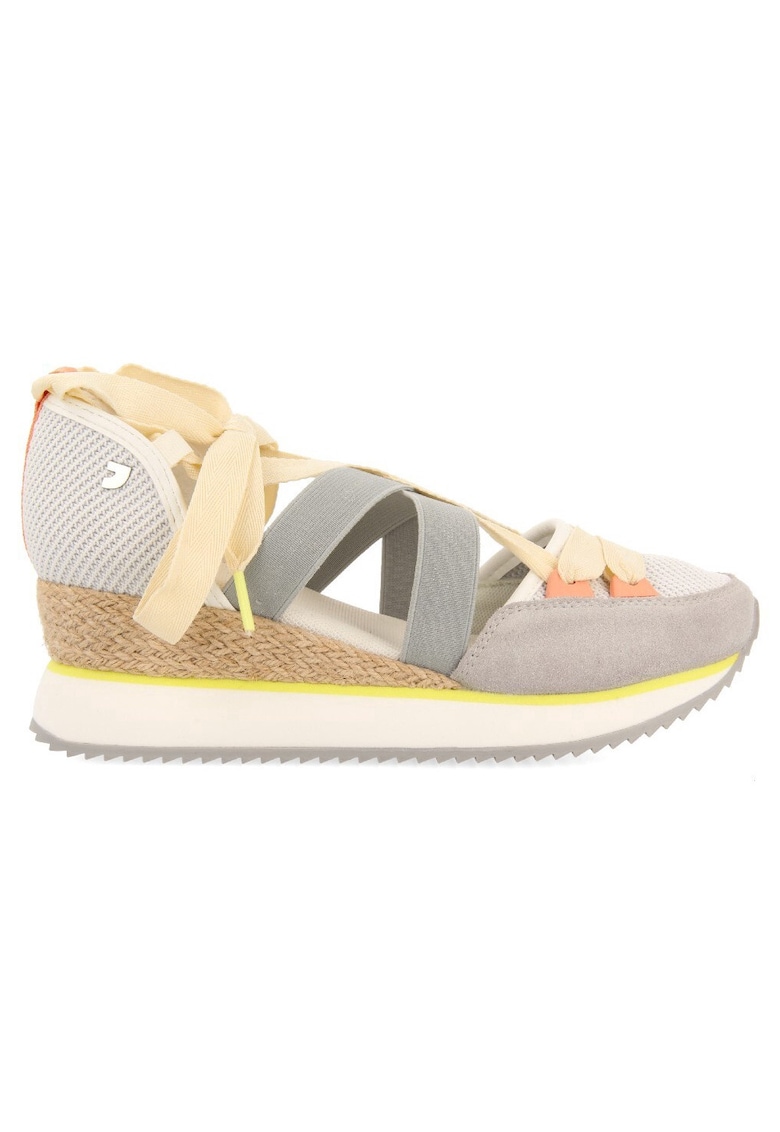 Pantofi sport cu garnituri de piele intoarsa si decupaje Sambor - Grej/Crem