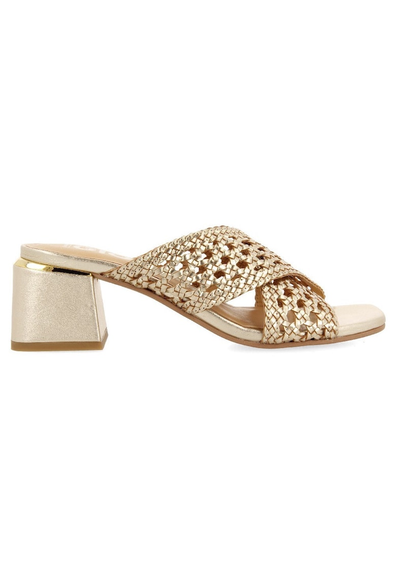 Sandale de piele cu barete impletite Clarcona - Auriu