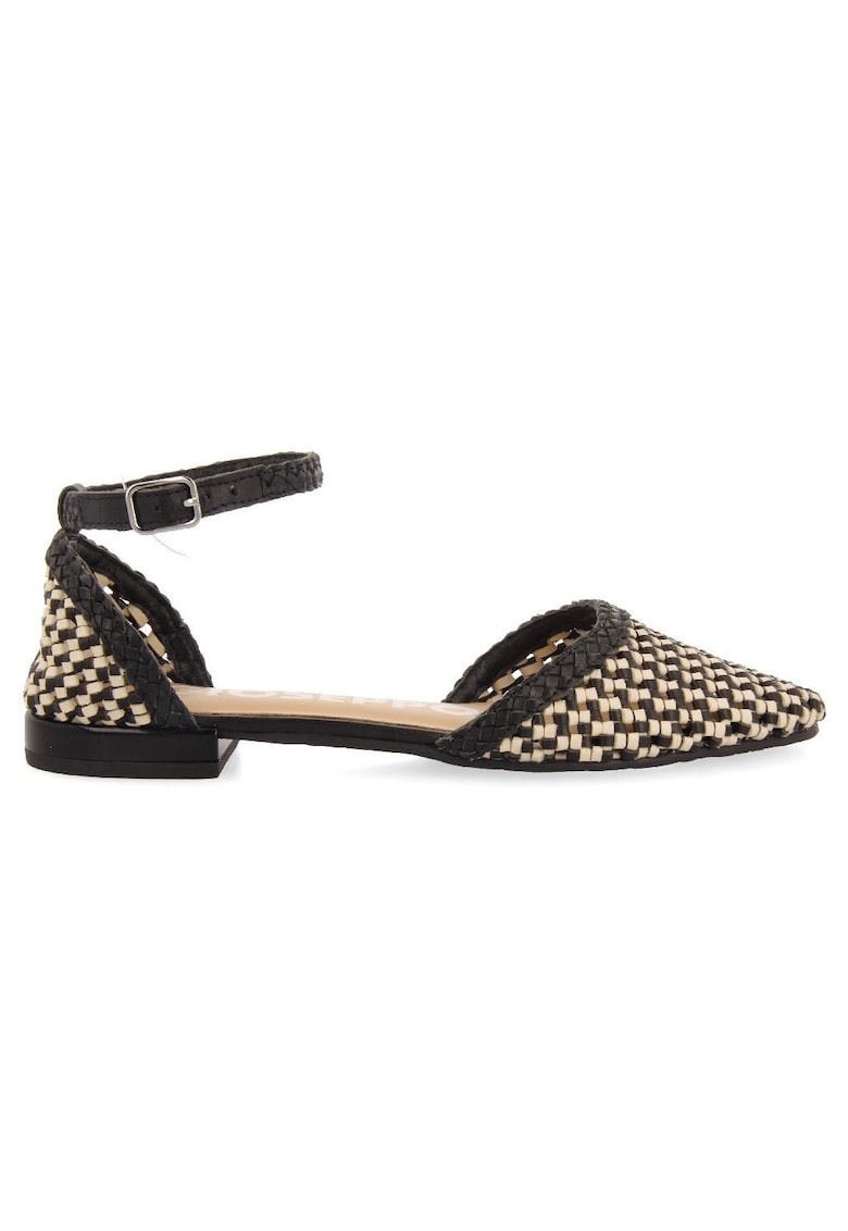 Gioseppo Sandale de piele cu aspect impletit Konispol 28421 - Negru
