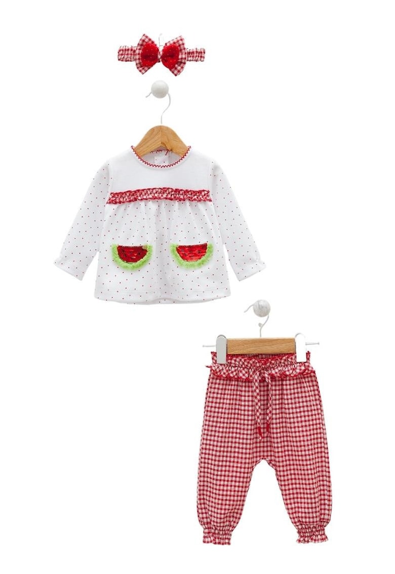 Compleu cu pantaloni - 2 piese - TKK7712 - Rosu -