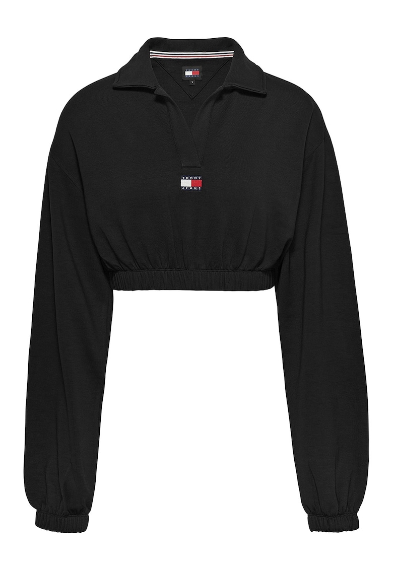 Bluza crop cu decolteu polo