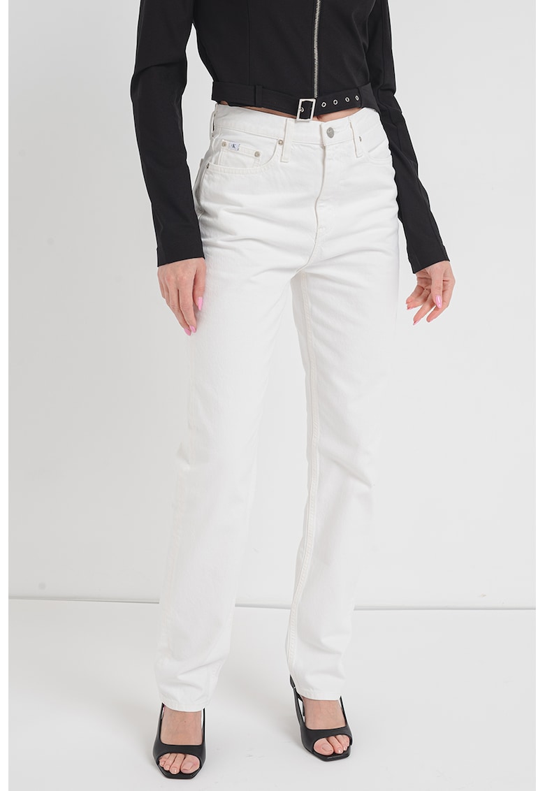 Blugi cu croiala dreapta si talie inalta Authentic