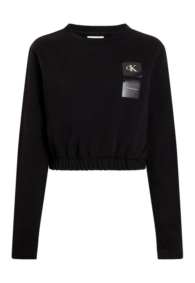 Bluza crop de trening din amestec de bumbac organic - Negru