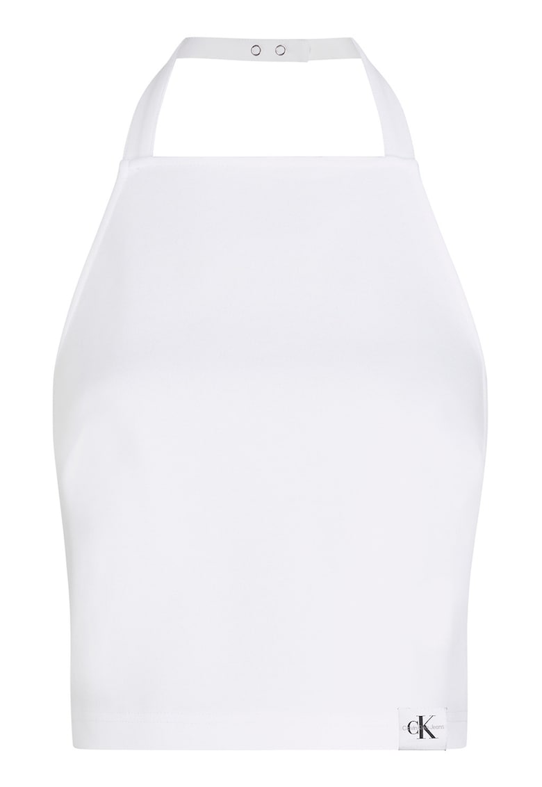 Top crop din mestec de modal cu model halter