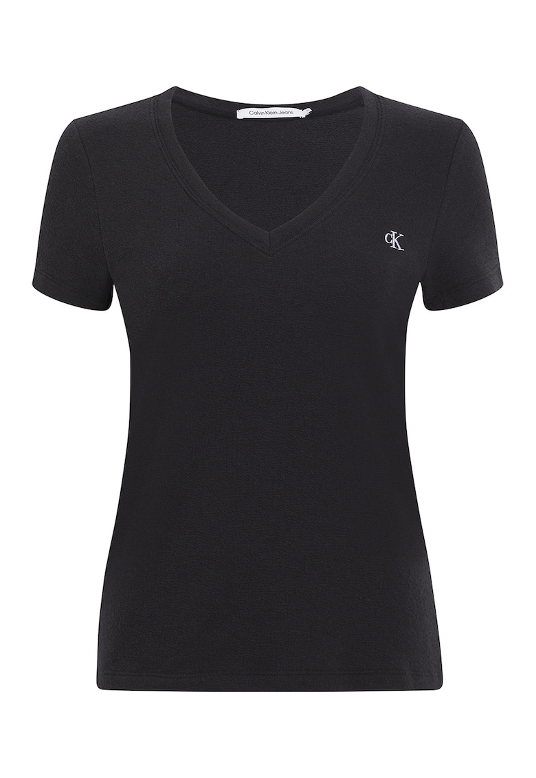 Tricou slim fit cu decolteu in V