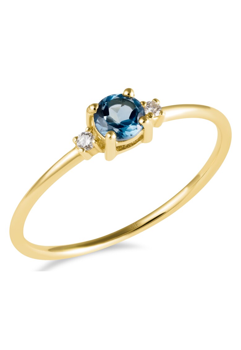 Inel Lisabona Aur Galben - 14K - Diamante de 0.03 Carate si Topaz de 0.22 Carate