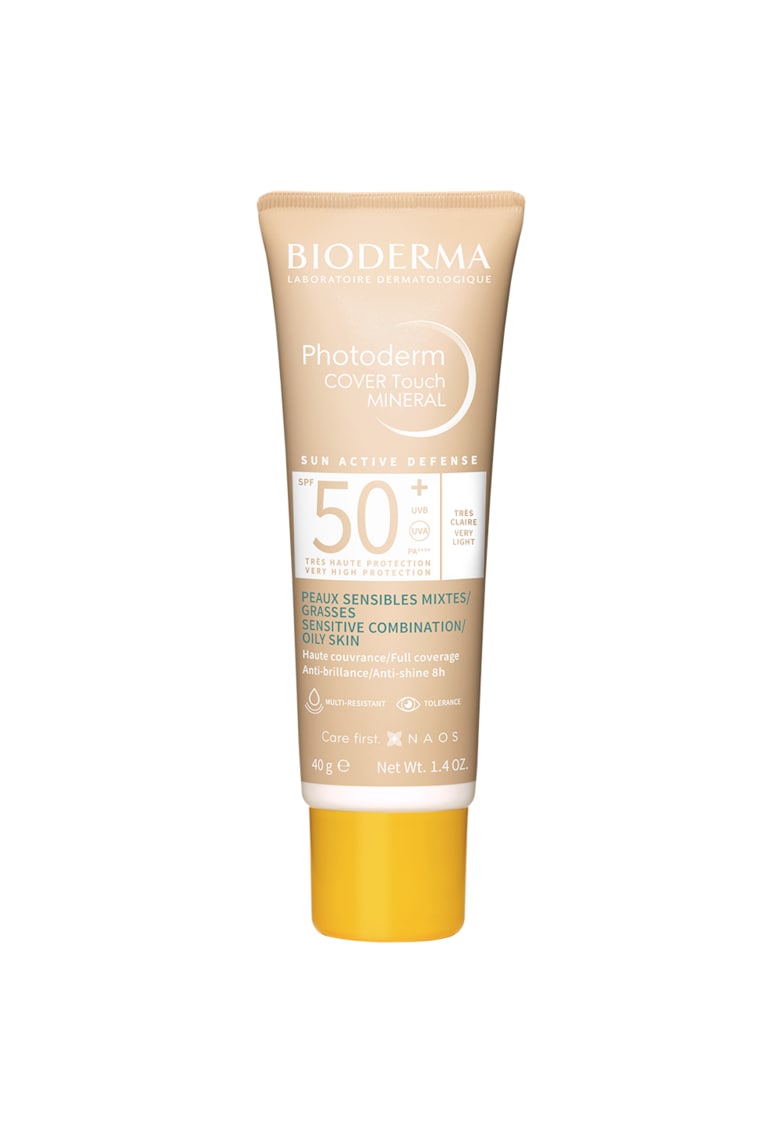 Fluid cu protectie solara Photoderm Cover Touch SPF 50+ nuanta foarte deschisa pentru ten mixt si gras - 40 ml