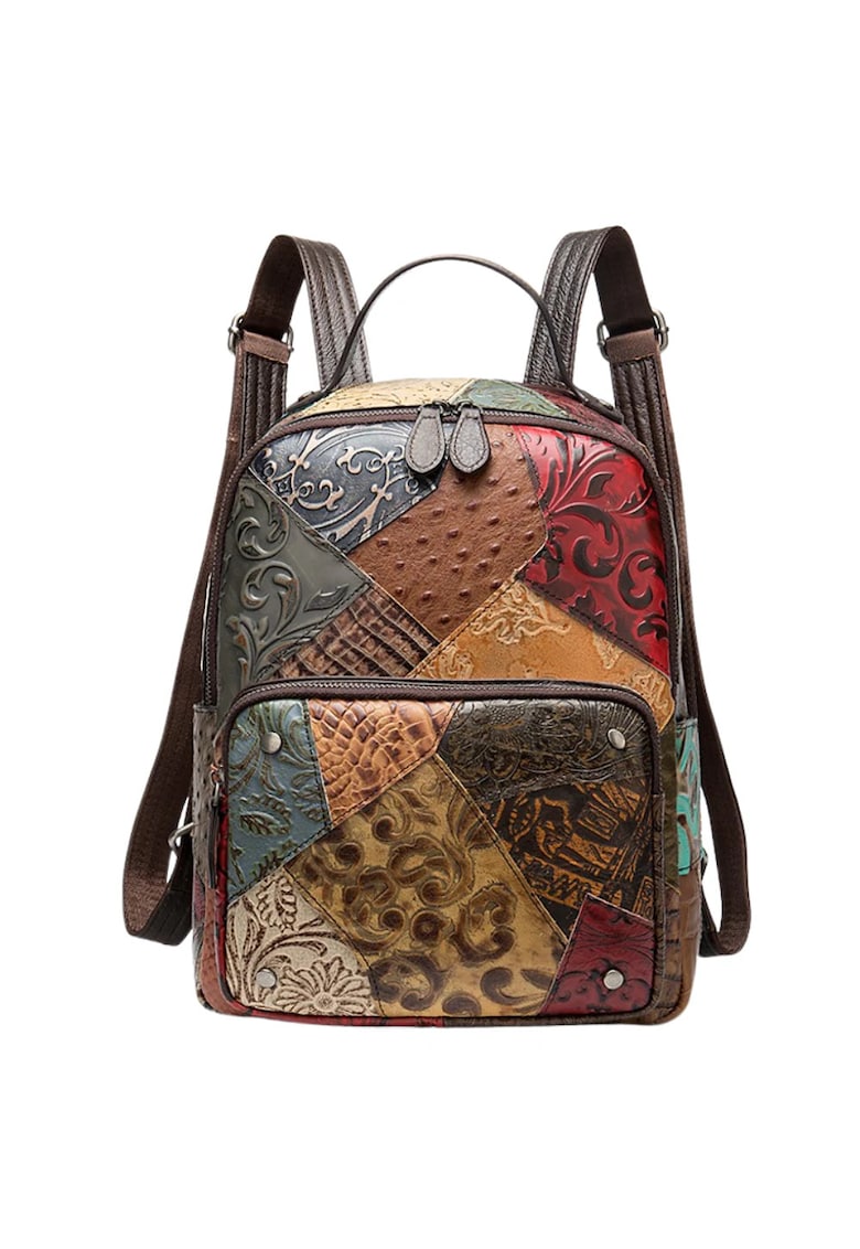 Rucsac dama - IoSono - piele naturala - compartiment tableta 12 inch - multicolor aleatoriu