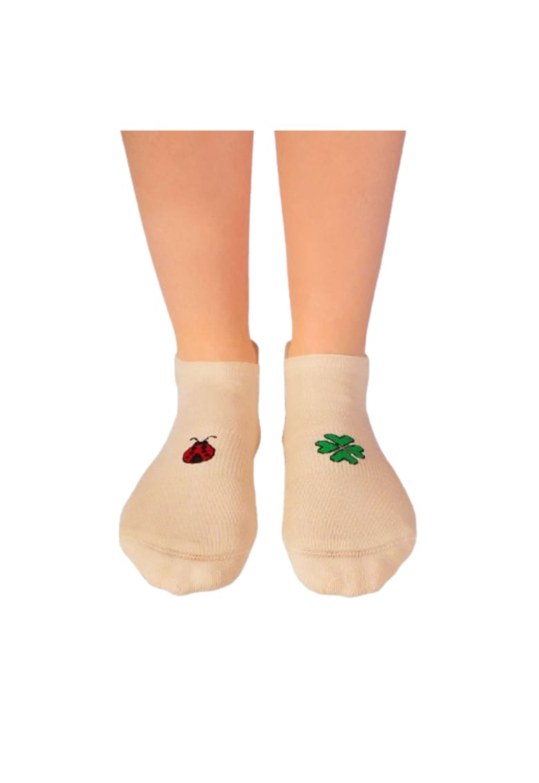 Sosete Scurte din Bumbac organic Active Day cu Trifoi si Buburuza