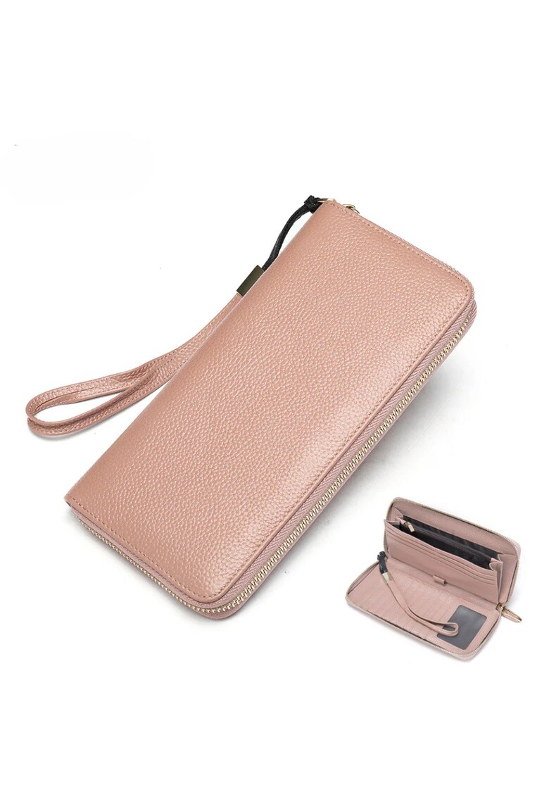 Portofel dama piele naturala - Pink Beige