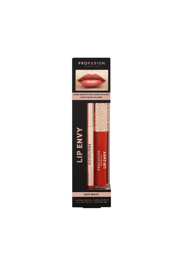 Set Lip Envy Date Night - luciu de buze ultra neted si lucios & creion pentru buze cu finish satinat -  3 -5 ml + 0 -3 g