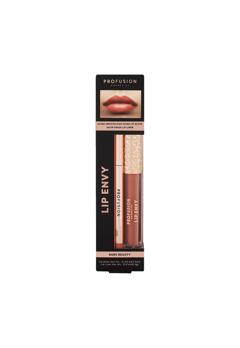 Set Lip Envy Bare Beauty - luciu de buze ultra neted si lucios & creion pentru buze cu finish satinat -  3 -5 ml + 0 -3 g