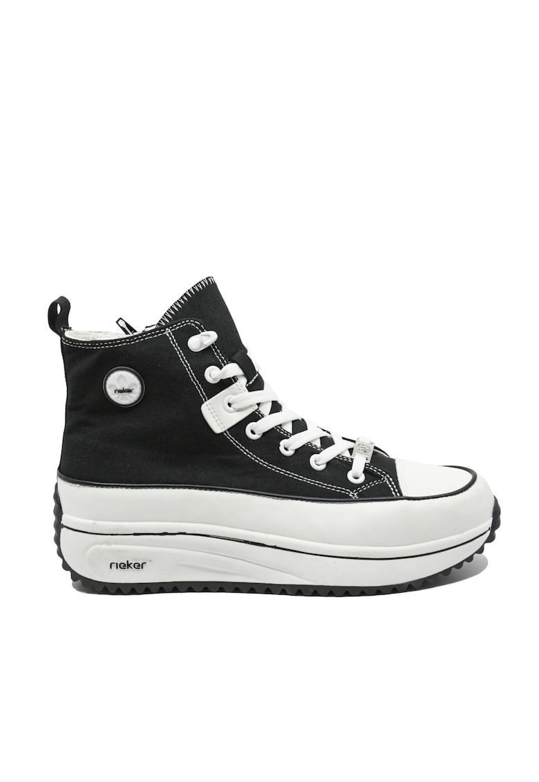 Tenisi high-top negri din material textil RIK90010-00 - Negru