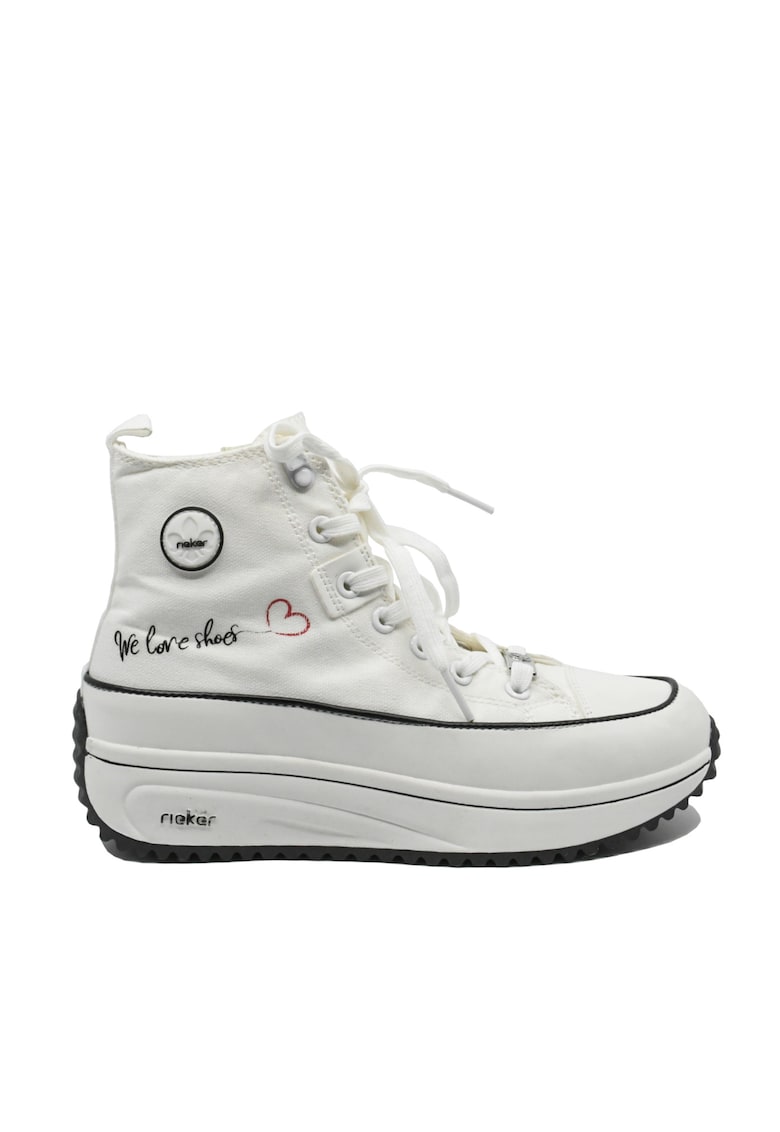 Tenisi high-top albi din material textil RIK90012-80 - Alb